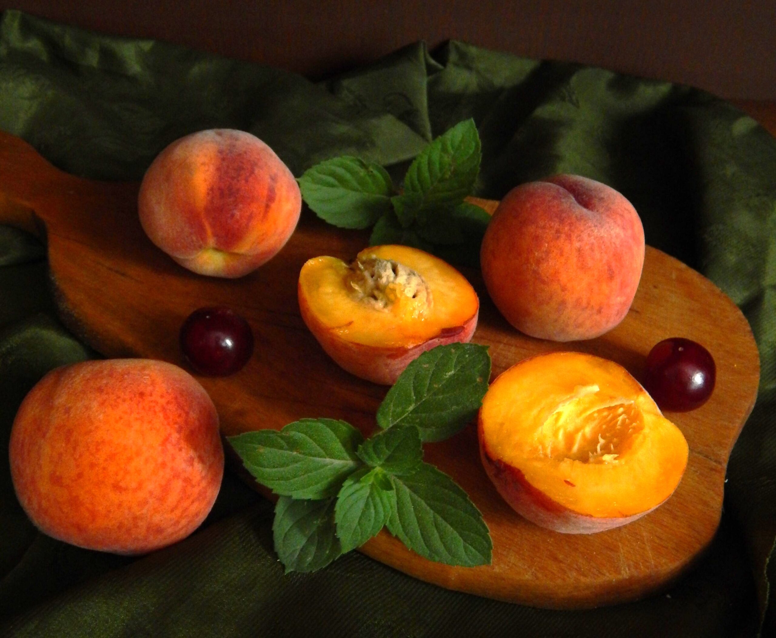cutting board with fresh foods on it